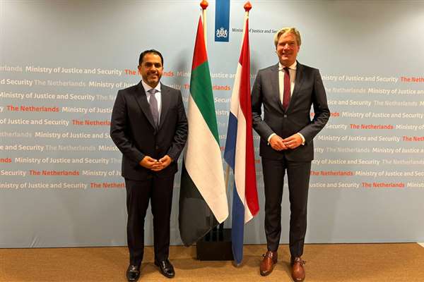 Meeting between His Excellency Abdullah bin Sultan bin Awad Al Nuaimi, Minister of Justice of the United Arab Emirates, and His Excellency Foort van Oosten, Minister of Justice and Security of the Kingdom of the Netherlands